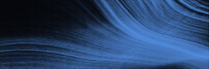 Fototapeta premium Wave halftone texture overlay background. Black and blue dot gradient. Modern grunge design template