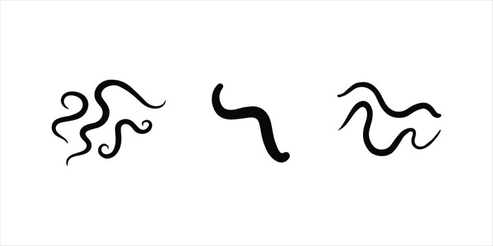 hookworm vector set hand drawn illustration on white background. pinworm silhouette vector icon.
