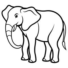 Obraz premium Elegant Elephant Outline with Trunk Raised in Minimalist Style