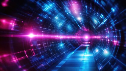 Fototapeta premium Cybernetic tunnel, glowing with vibrant colors