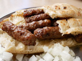 Sizzling grilled sausages 