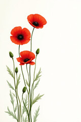 Vertical Painting of Red Poppies on Left Side