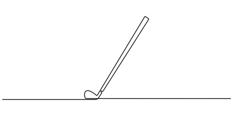 Golf stick continuous line. Continuous one line drawing golf stick. Sport, competition concept. Single line drawing, One continuous line drawing of golf putter, golf line icon, white background