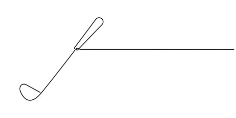 Golf stick continuous line. Continuous one line drawing golf stick. Sport, competition concept. Single line drawing, One continuous line drawing of golf putter, golf line icon, white background