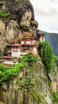 The amazing Tiger's Nest Monastery in Bhutan. Time Lapse.