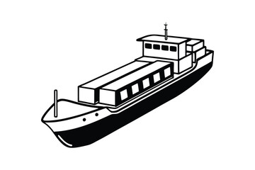 Obraz premium Cargo ship silhouette vector illustration