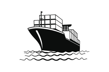 Obraz premium Cargo ship silhouette vector illustration
