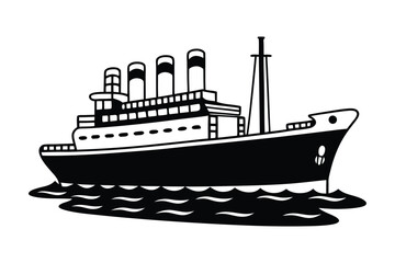 Obraz premium Cargo ship silhouette vector illustration