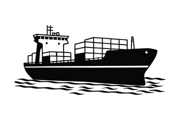 Fototapeta premium Cargo ship silhouette vector illustration