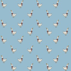 Seamless pattern with two lovely gooses