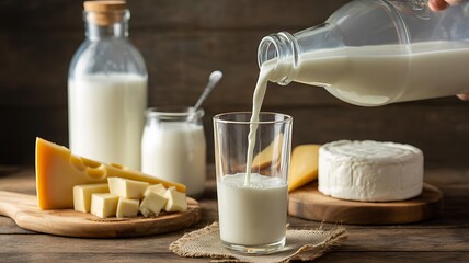 Pouring Milk: A Rustic Still Life of Dairy Delights
