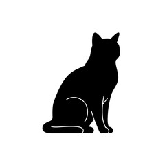 Simple Cat Silhouette Glyph Vector Featuring Arched Back Option For Witch Familiar Or Spooky Pet Element