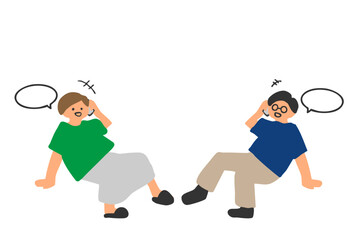 携帯電話で楽しく通話する男女のイラスト