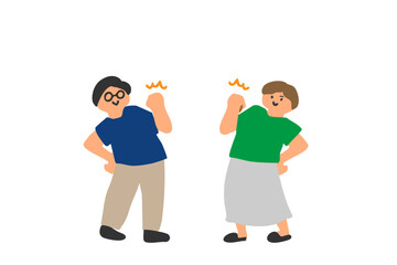 ガッツポーズするやる気がある男女のイラスト