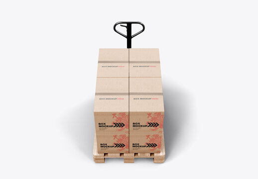 Hand Pallet Truck with Boxes Mockup