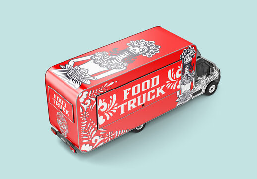 Food Truck Caravan Mockup