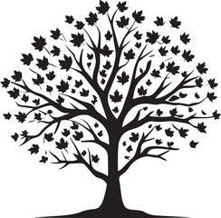 Maple tree with black leaves silhouette tree 