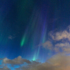 Northern lights on the sky, heavenly aurora borealis in green, purple and red over oure head!...