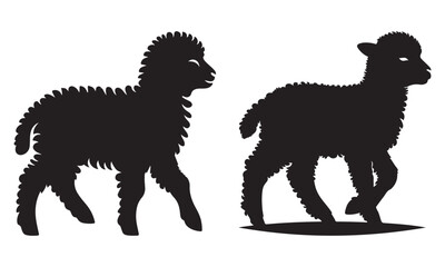 Isolated black vector silhouettes of dogs, cats, and other wild mammals