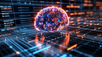 AI brain on digital network.  Data processing - Powered by Adobe