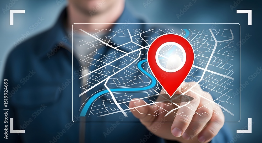 Poster interactive map technology location services and gps navigation