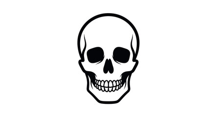 Stylized Black Skull Illustration with Detailed Features and Expressive Eyes Isolated on White Background
