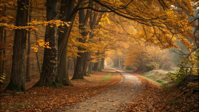 Fototapeta Golden Autumn Forest Path