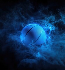 Fototapeta premium Blue basketball in smoky atmosphere