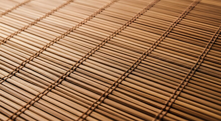 Natural Bamboo Texture Close-Up View of Woven Mat