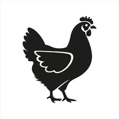 Black Chicken Silhouette: Farm Animal Icon for Poultry and Agriculture

