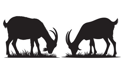 This vector design showcases a silhouette of a goat, depicted in a simple, elegant style.  The image is isolated on a white background, making it versatile for various applications. 
