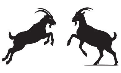 Goat and man silhouette design isolated on white background

