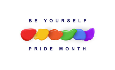 Lgbt Pride and slogans social media post. Template love is love, be proud, be yourself. Liquid forms in lgbt flag colours. Vector design element for lgbt pride social post, banner, logo Pride.