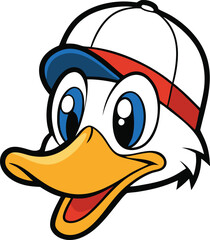 Obraz premium Adorable Cartoon Duck Wearing a Baseball Cap A Fun and Playful Illustration