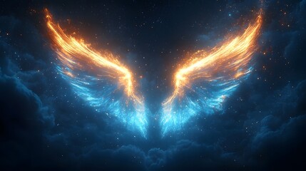 Obraz premium Pulsing neon wings floating in a cosmic void