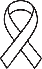 Simple Black and White Awareness Ribbon Illustration for Advocacy and Support Campaigns minimalist black