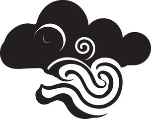 Clouds blowing black and white vector design 