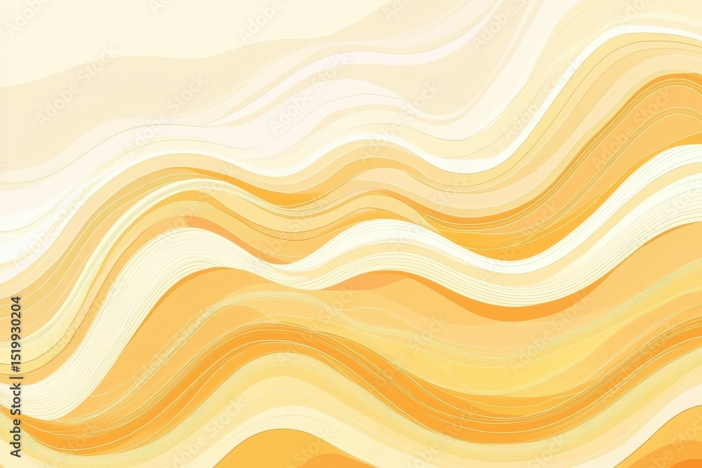 Wall mural soft flowing waves in warm yellow tones for abstract background