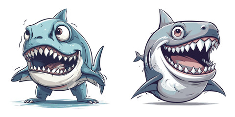 Shark Character Design Cute Cartoon Illustration
