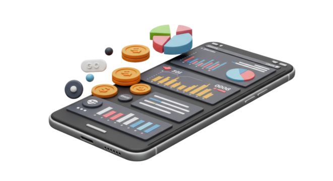 animated mobile phone with remote control isolated on white background png