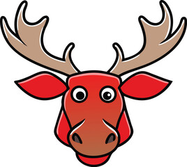 Cute Red Moose Cartoon Illustration  A Fun, Friendly Forest Friend Design