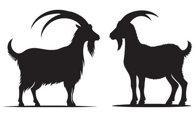 Brown domestic goat on a farm road, a cute livestock animal illustration