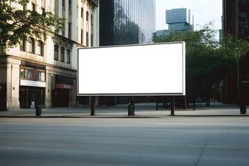 Fototapeta premium Empty Billboard Available for Mock Advertising Outdoors in High-Visibility Locations