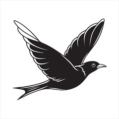 Obraz premium European starling line art silhouette