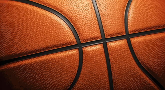 Closeup of a Basketball's Textured Orange Surface and Black Lines
