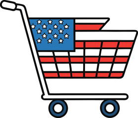American Shopping Cart Celebrating Patriotic Consumerism and the Spirit of the USA