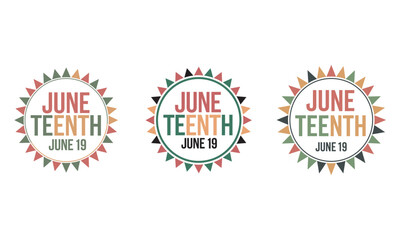 Juneteenth June 19th Medallion Set, Celebration Emblems, vector
