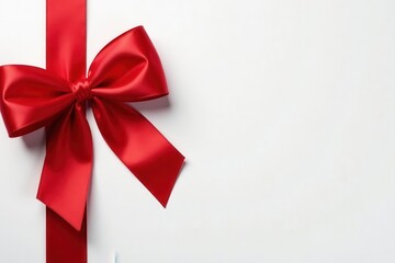 Classic red satin ribbon bow & hang tag detail , satin ribbon, gift wrap