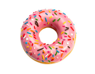 Delicious glazed donut with colorful sprinkles.