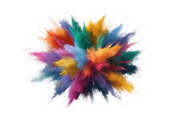 Vibrant color powder explosion isolated on white background